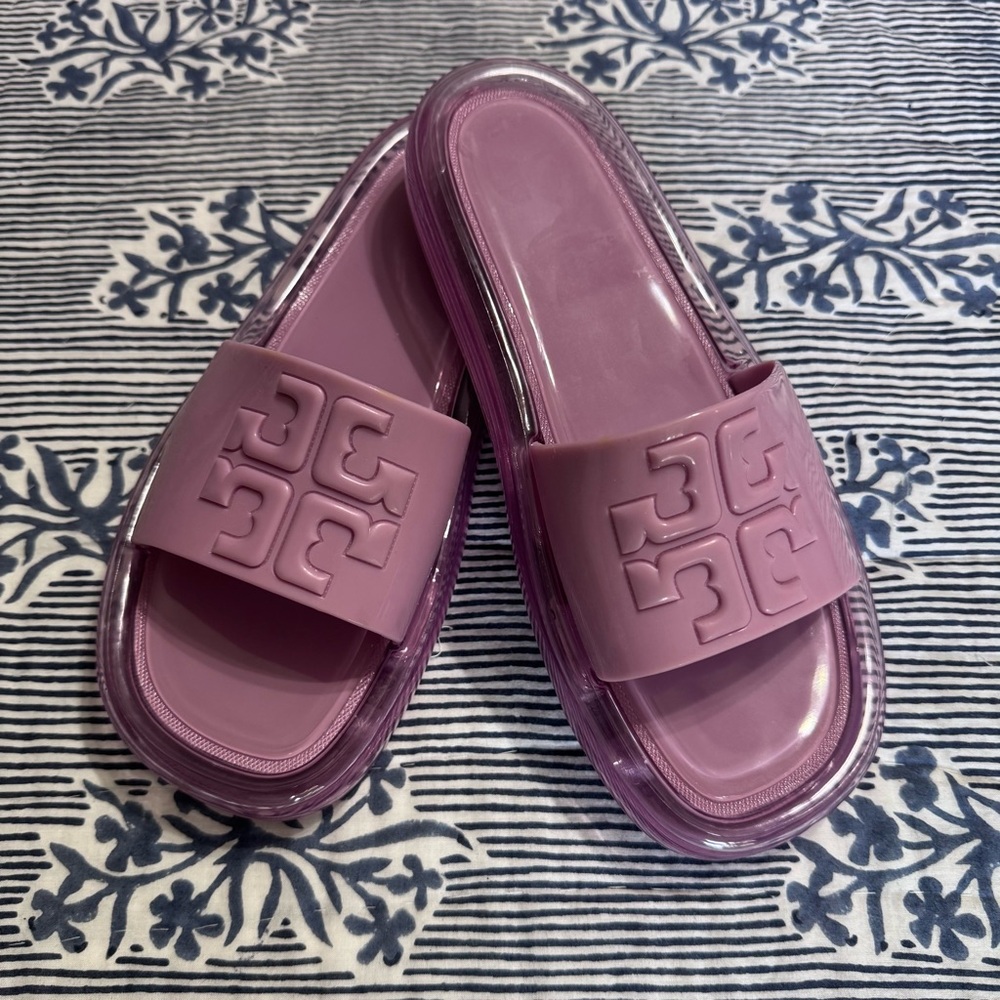 Tory Burch Bubble Jelly Purple Slide Sandals - Picture 7 of 9